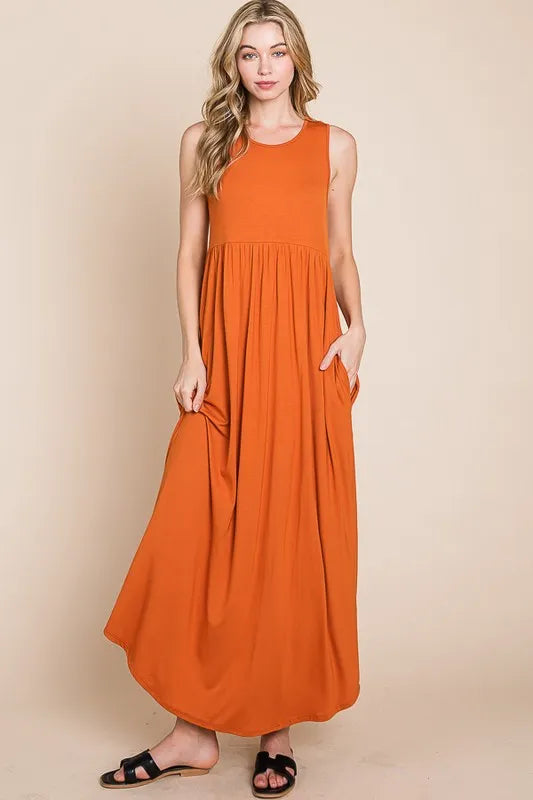 BOMBOM Sleeveless Maxi Dress with Pockets - Maxi Dress by Trendsi | Available at Handbags Specialist Headquarter