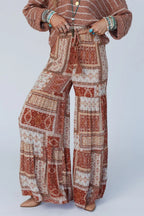 Geometric High Waist Wide Leg Pants - Women Pants by Trendsi | Available at Handbags Specialist Headquarter