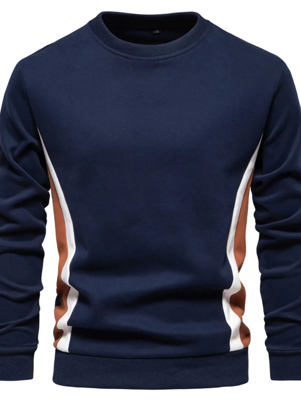 Men's Side Striped Contrast Round Neck Sweatshirt - Men's Sweatshirts by Trendsi | Available at Handbags Specialist Headquarter