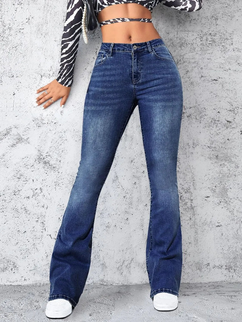 High Rise Jeans with Pockets - Women / Jeans & Denim by Trendsi | Available at Handbags Specialist Headquarter