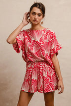 BiBi Print Woven Ruffled Sleeves Top - Tops by Trendsi | Available at Handbags Specialist Headquarter