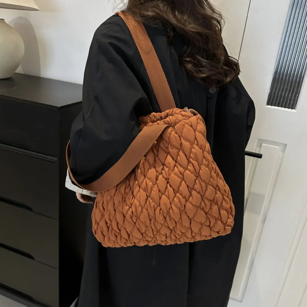 Drawstring Bubble Texture Tote Bag - Tote Bag by Trendsi | Available at Handbags Specialist Headquarter