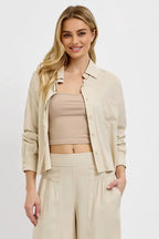 RISEN Button Down Long Sleeve Shirt - Women's Down Shirt Tops by Trendsi | Available at Handbags Specialist Headquarter