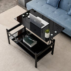 Elevate: Sleek 2-Layer Black Glass Coffee Table - decor by Trendsi | Available at Handbags Specialist Headquarter