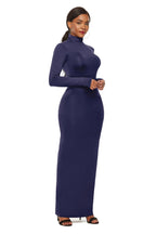 Mock Neck Long Sleeve Maxi Slim Dress - Maxi Dress by Trendsi | Available at Handbags Specialist Headquarter