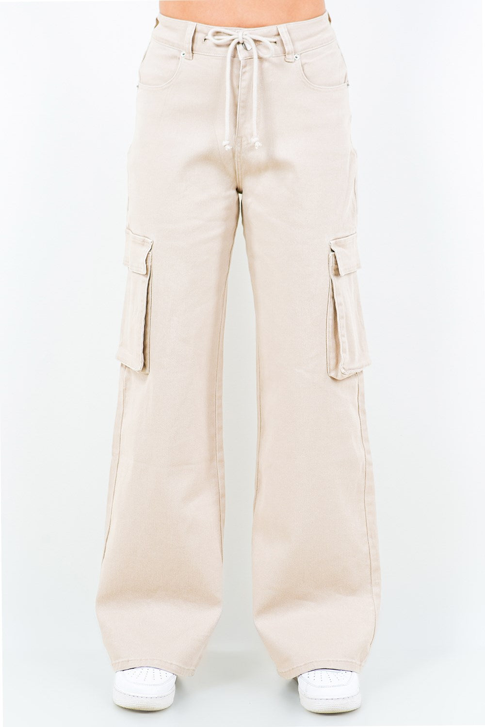 American Bazi Full Size Drawstring Wide Leg Cargo Pants Plus Size -  by Trendsi | Available at Handbags Specialist Headquarter