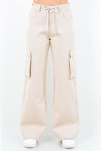 American Bazi Full Size Drawstring Wide Leg Cargo Pants Plus Size -  by Trendsi | Available at Handbags Specialist Headquarter