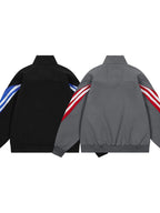 Men's Striped Zip Up Long Sleeve Jacket - Men's jackets by Trendsi | Available at Handbags Specialist Headquarter