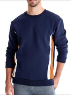 Men's Side Striped Contrast Round Neck Sweatshirt - Men's Sweatshirts by Trendsi | Available at Handbags Specialist Headquarter