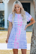Women Tie-Dye Belted T-Shirt Dress - Dresses by Trendsi | Available at Handbags Specialist Headquarter
