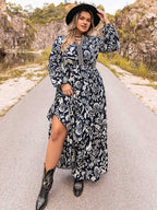 Plus Size Long Sleeve Maxi Dress - Dresses by Trendsi | Available at Handbags Specialist Headquarter