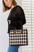 David Jones Argyle Pattern PU Leather Handbag - Handbags by Trendsi | Available at Handbags Specialist Headquarter