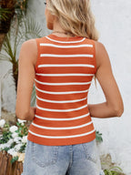 Striped Round Neck Tank - Tops by Trendsi | Available at Handbags Specialist Headquarter