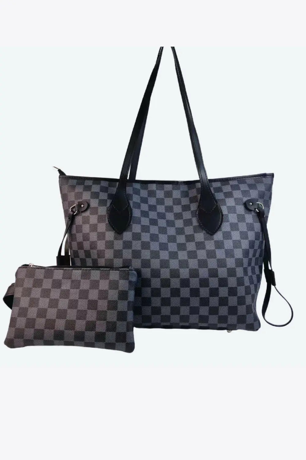 Checkered PVC Two-Piece Bag Set - Tote Bag by Trendsi | Available at Handbags Specialist Headquarter