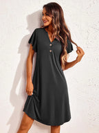 Notched Short Sleeve Lounge Dress - Sleepwear by Trendsi | Available at Handbags Specialist Headquarter