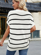 Striped Oversized Casual Sweater with Relaxed Fit - Tops by Trendsi | Available at Handbags Specialist Headquarter
