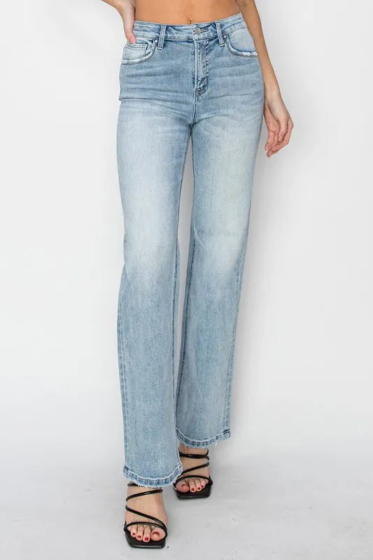 RISEN Full Size High Rise Straight Jeans Plus Size - Women / Jeans & Denim by Trendsi | Available at Handbags Specialist Headquarter