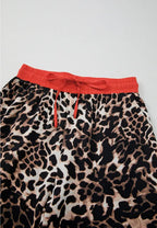 Contrast Trim Leopard Round Neck Top and Pants Lounge Set - Sleepwear by Trendsi | Available at Handbags Specialist Headquarter