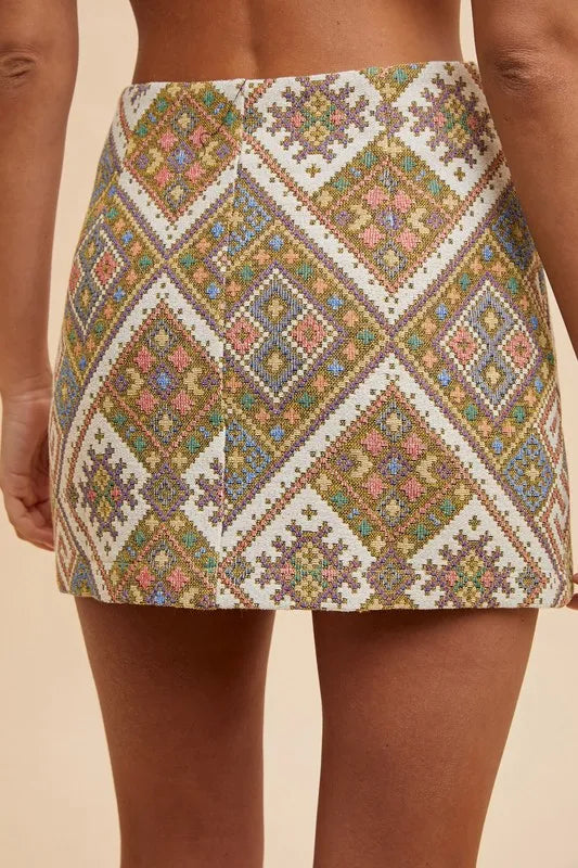 Annie Wear Ethic Woven Jacquard Wrap Mini Skirt - Skirts by Trendsi | Available at Handbags Specialist Headquarter