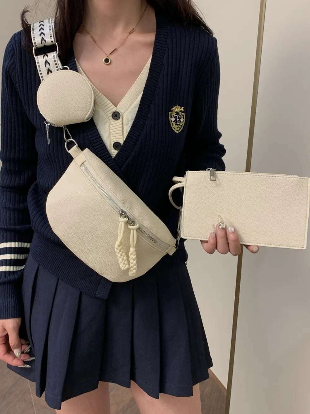 PU Leather Adjustable Strap Crossbody Bag with Coin Purse - Crossbody Bag by Trendsi | Available at Handbags Specialist Headquarter