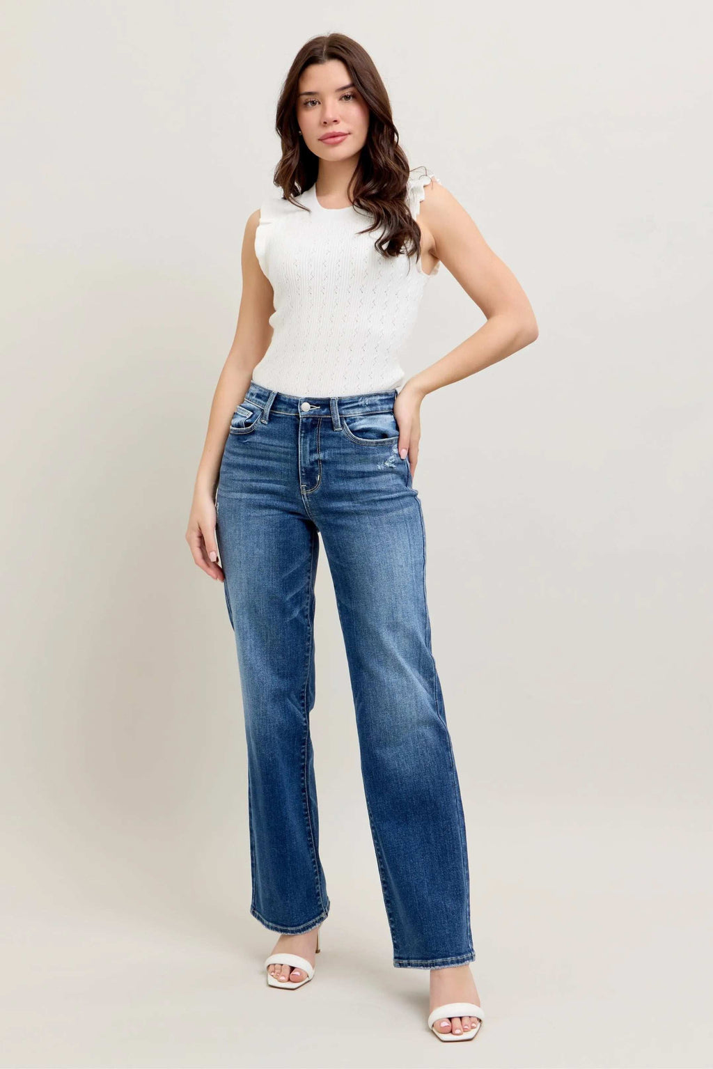 Judy Blue Full Size High Waist 90's Straight Leg Jeans Plus Size - Women / Jeans & Denim by Trendsi | Available at Handbags Specialist Headquarter