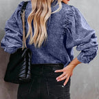 Collared Neck Buttoned Denim Shirt - Women / Jeans & Denim by Trendsi | Available at Handbags Specialist Headquarter