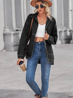 Button Up Long Sleeve Denim Jacket - Tops by Trendsi | Available at Handbags Specialist Headquarter