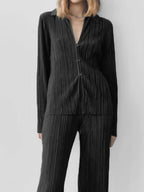 Texture Long Sleeve Top and Pants Lounge Set - Sleepwear by Trendsi | Available at Handbags Specialist Headquarter