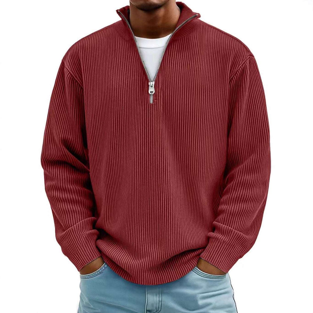 CozyCord Zip Polo: Men's Warm Stand Collar Top - 100001871 by Trendsi | Available at Handbags Specialist Headquarter
