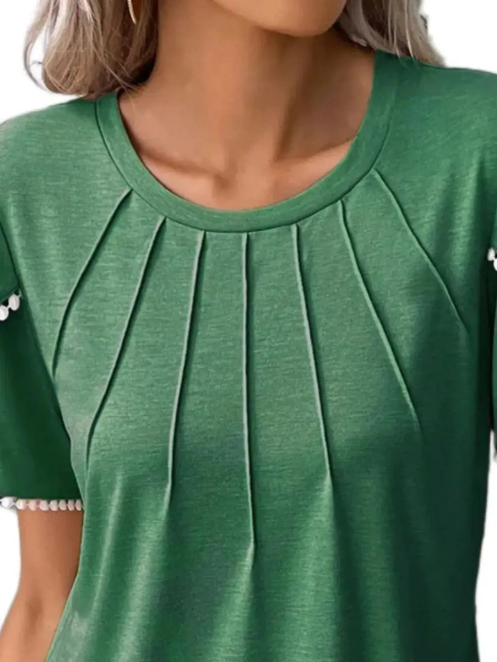 Full Size Round Neck Petal Sleeve Blouse Plus Size - Women Tops by Trendsi | Available at Handbags Specialist Headquarter