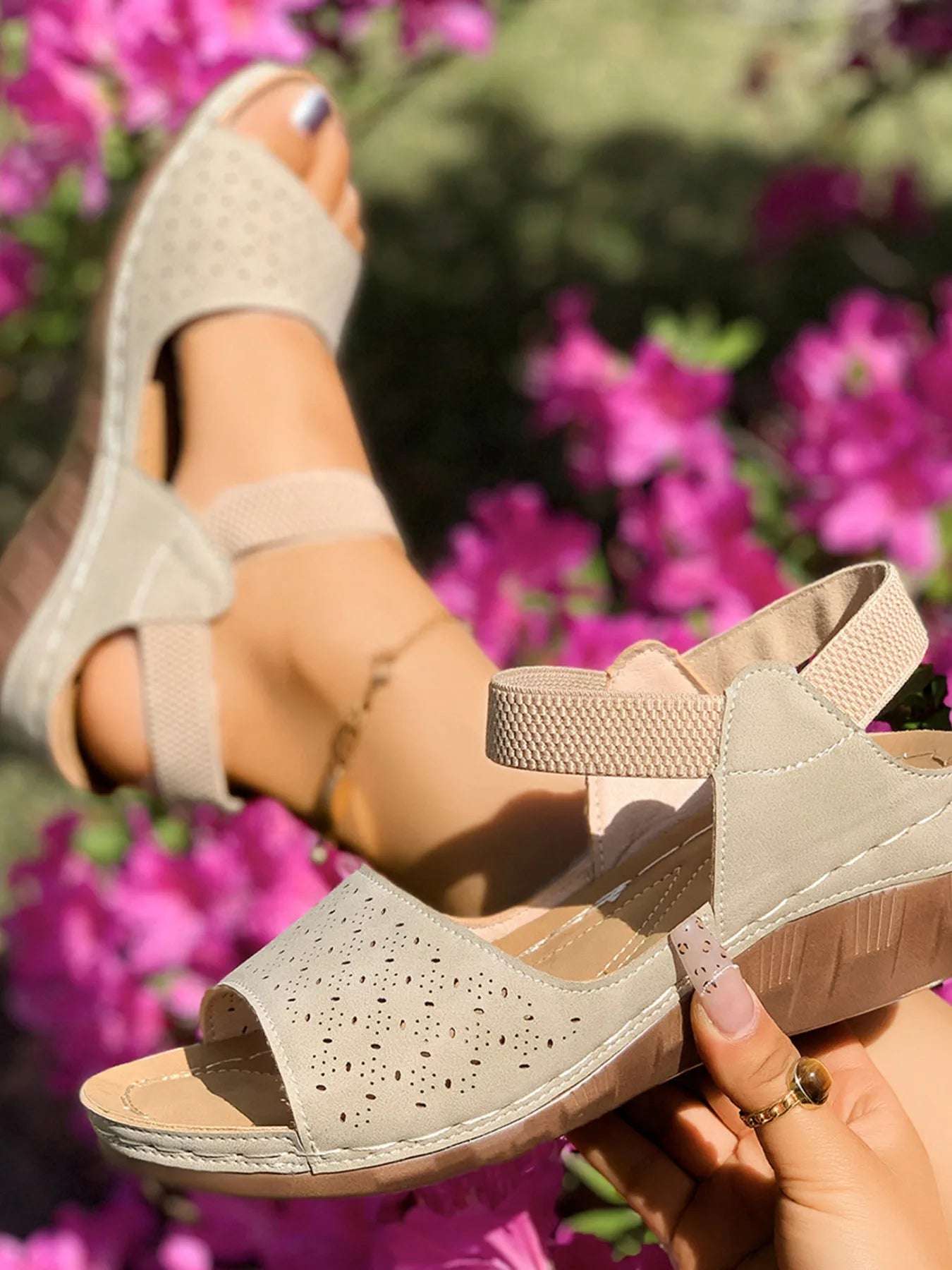 Open Toe Wedge Sandals -  by Trendsi | Available at Handbags Specialist Headquarter