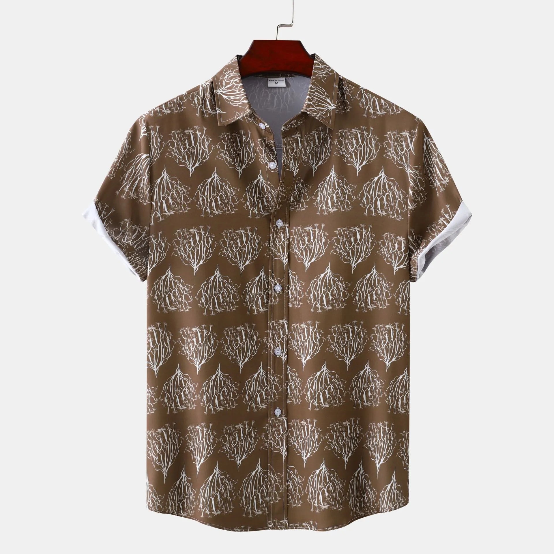 Men's Plus Size Printed Short Sleeve Button Down Shirt - mens-shirts by Trendsi | Available at Handbags Specialist Headquarter