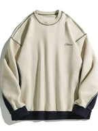 Men's Contrast Round Neck Drop Shoulder Sweatshirt - Men's Sweatshirts by Trendsi | Available at Handbags Specialist Headquarter