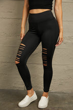 Wide Waistband Distressed Slim Fit Leggings - Leggings by Trendsi | Available at Handbags Specialist Headquarter