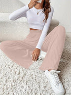 Ribbed High Waist Pants - Women Pants by Trendsi | Available at Handbags Specialist Headquarter