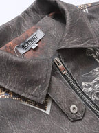 Men's Gothic Cross Print Distressed Denim Jacket - Men's jackets by Trendsi | Available at Handbags Specialist Headquarter