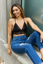 Leto Ribbed Lace Boho Racerback Bralette in Black - Tops by Trendsi | Available at Handbags Specialist Headquarter