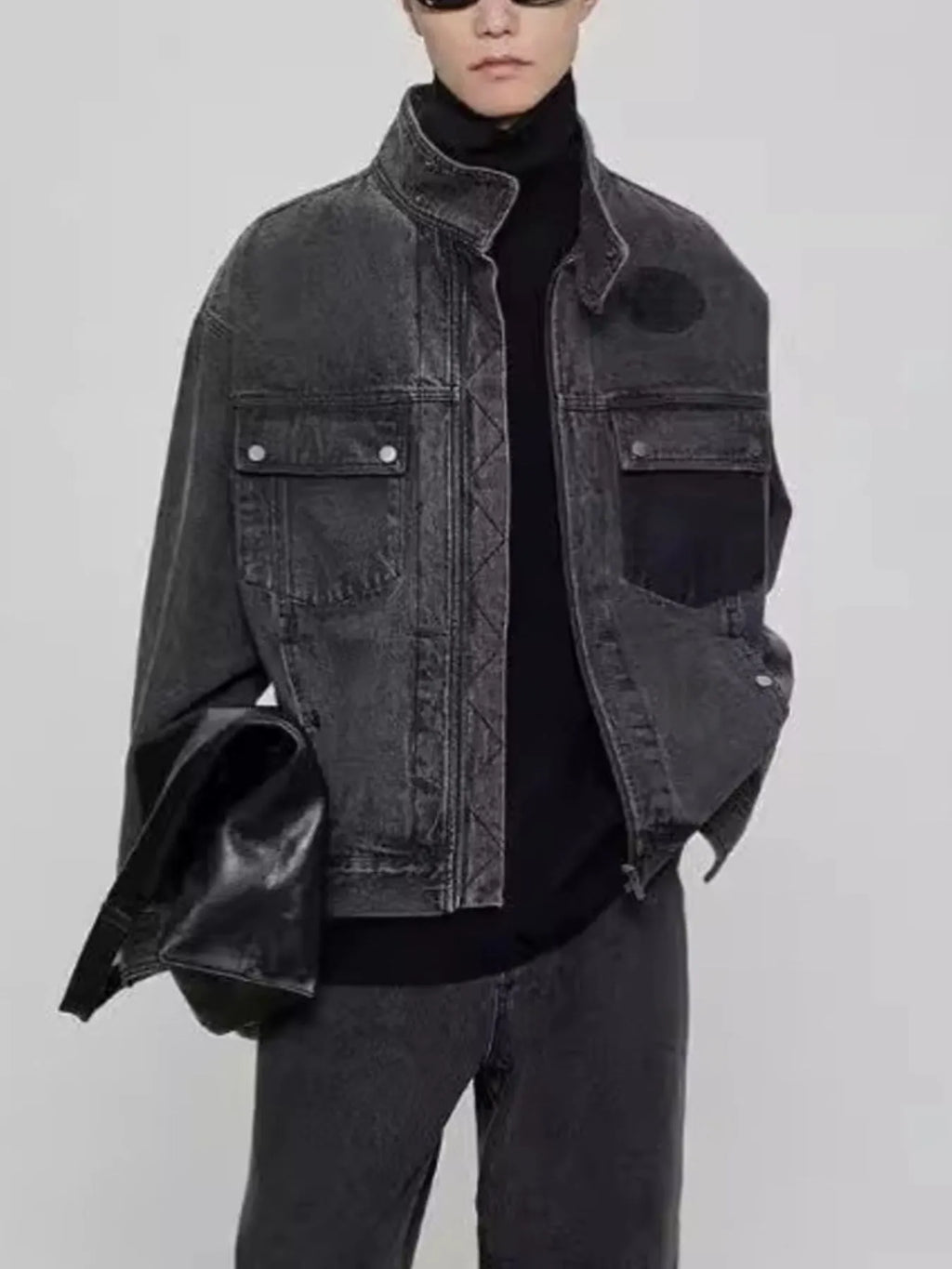 Men's Plus Size Washed Zip Up Denim Jacket - Men's jackets by Trendsi | Available at Handbags Specialist Headquarter