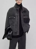 Men's Plus Size Washed Zip Up Denim Jacket - Men's jackets by Trendsi | Available at Handbags Specialist Headquarter