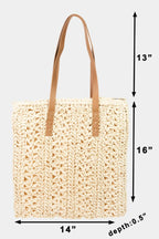 Fame Straw Braided Tote Bag - Tote Bag by Trendsi | Available at Handbags Specialist Headquarter