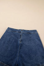 Asymmetrical Denim Skort with Pockets - Women / Jeans & Denim by Trendsi | Available at Handbags Specialist Headquarter