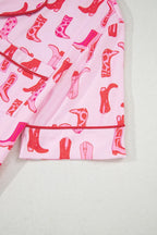 Cowgirl Boots Printed Shirt and Shorts Set - Sleepwear by Trendsi | Available at Handbags Specialist Headquarter
