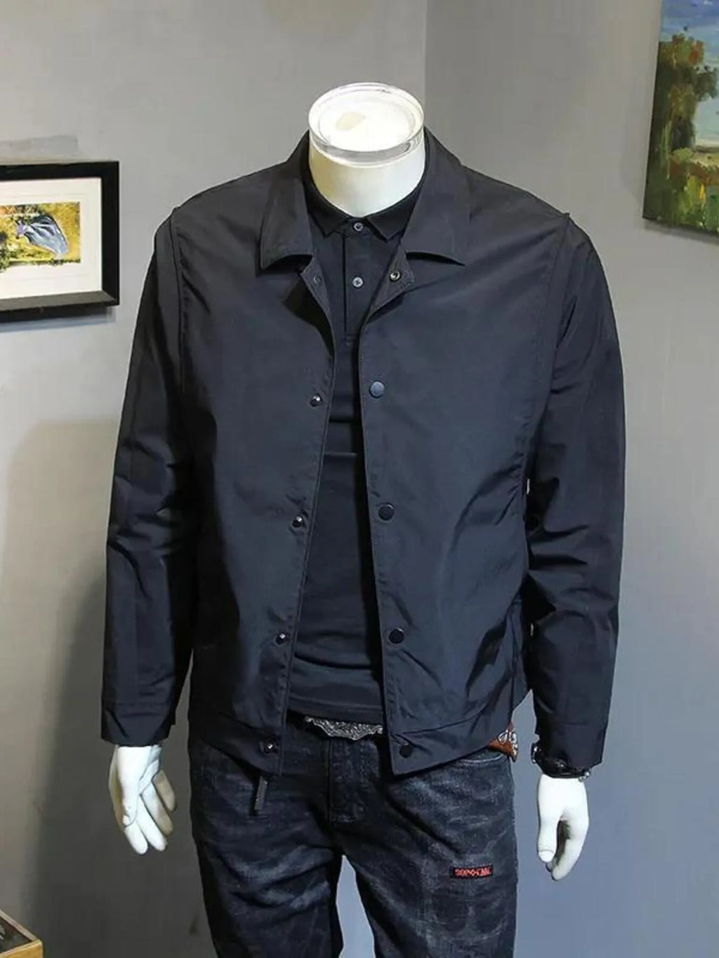 Men's Plus Size Snap Down Long Sleeve Jacket - Men's jackets by Trendsi | Available at Handbags Specialist Headquarter