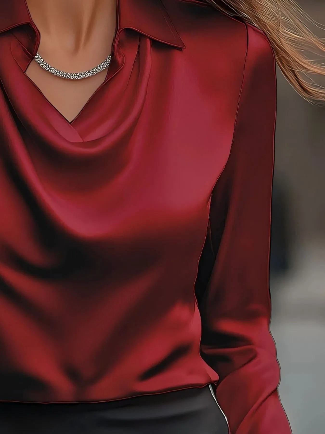 Full Size Long Sleeve Blouse with Collar Plus Size - Tops by Trendsi | Available at Handbags Specialist Headquarter