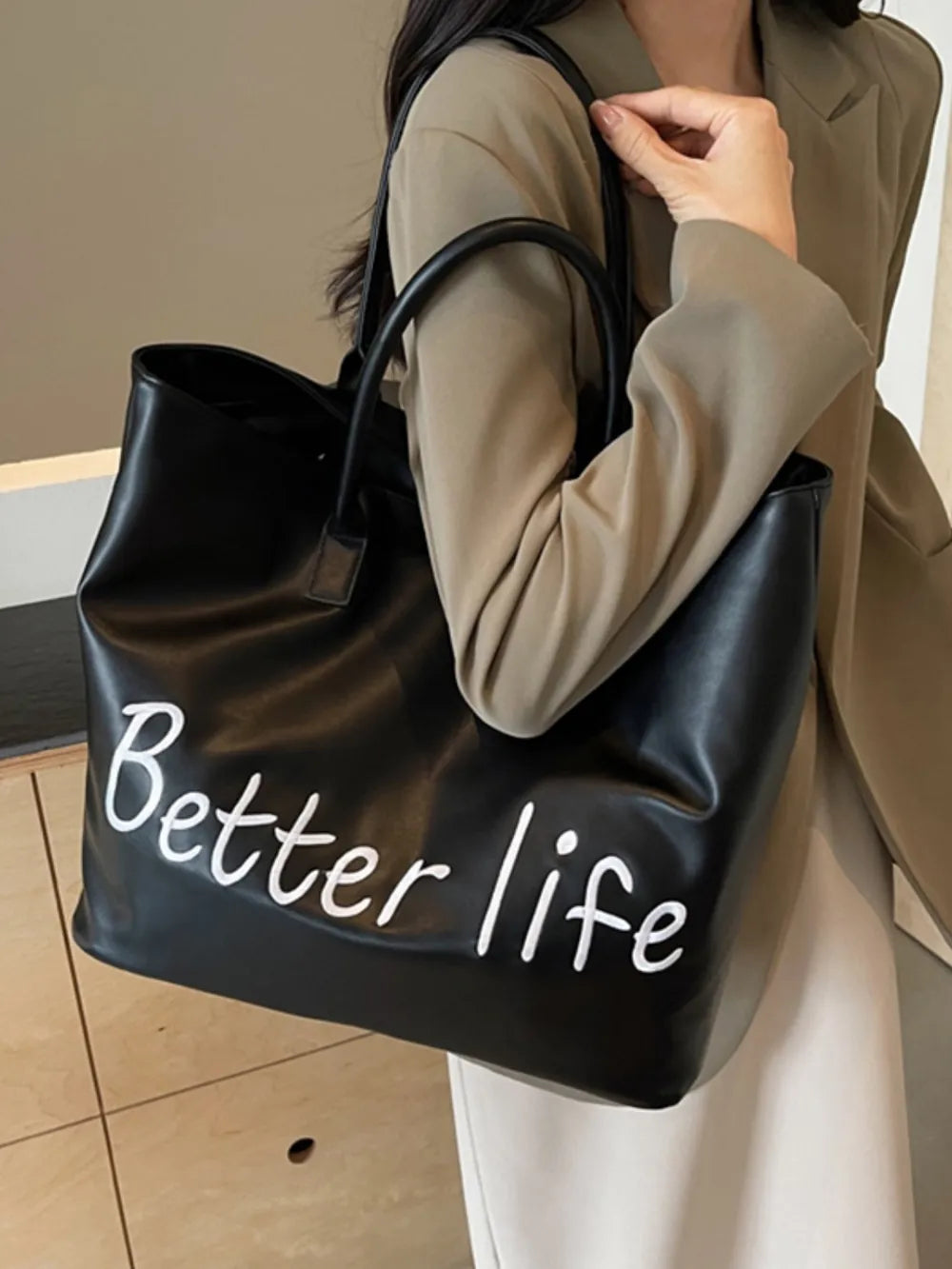 BETTER LIFE PU Leather Tote Bag - Tote Bag by Trendsi | Available at Handbags Specialist Headquarter