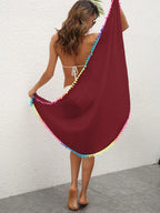 Rainbow Pompom Trim Swim Skirt -  by Trendsi | Available at Handbags Specialist Headquarter