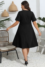 Plus Size Round Neck Openwork Dress - Dresses by Trendsi | Available at Handbags Specialist Headquarter
