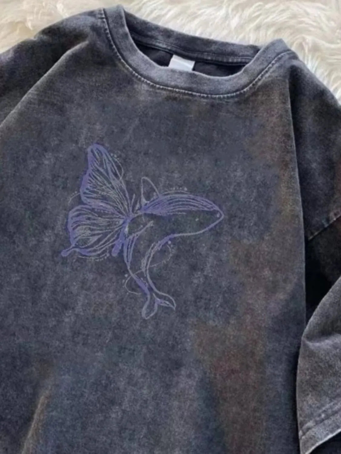 Men's Full Size Butterfly Round Neck T-Shirt Plus Size - Men's T-Shirt by Trendsi | Available at Handbags Specialist Headquarter