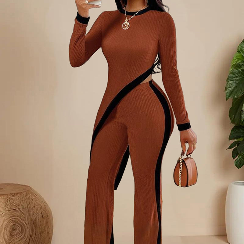 ChicEdge Women's Round-Neck Two-Piece Pants Set