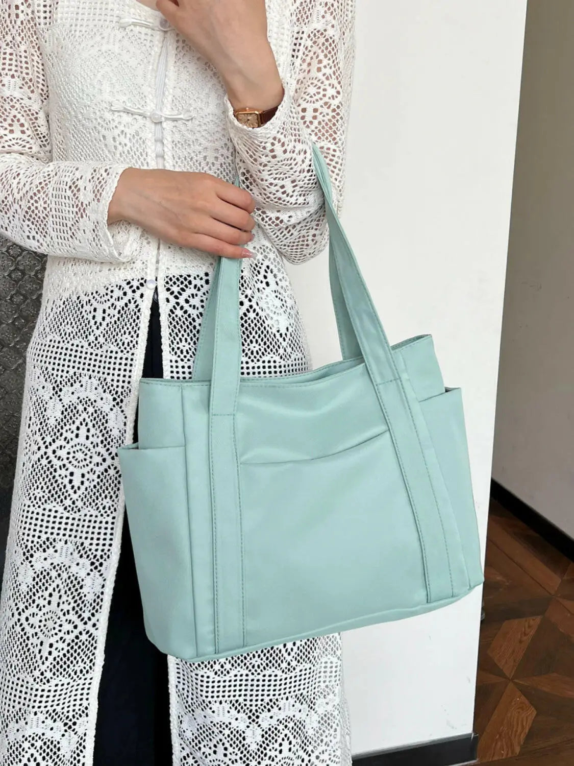 Oxford Cloth Tote Bag with Zipper - Tote Bag by Trendsi | Available at Handbags Specialist Headquarter